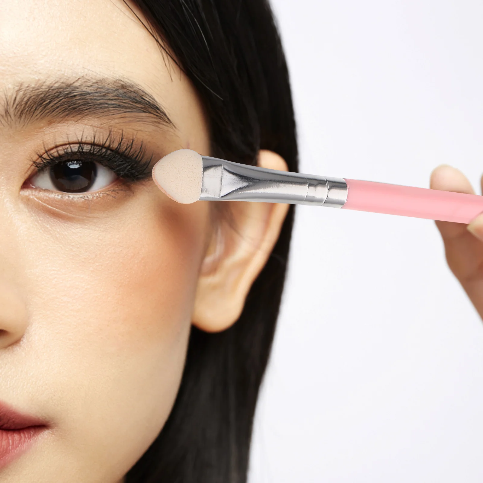 

Eyeshadow Brush for Powder Foundation Blending Women Pink Makeup Applicator Plastic Handle Soft Latex Rubber Beginner