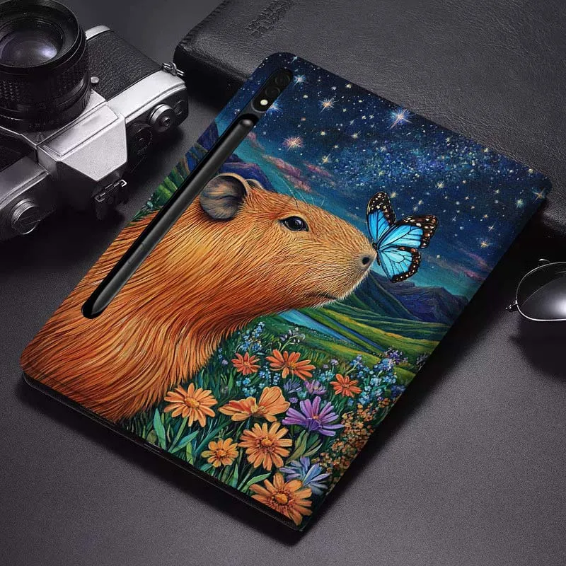 

Cartoon Cute Art Capybara For Samsung Galaxy Tab S6 S7 S8 S9 S10 FE Plus Lite Soft Flexible Support Tablet Case Gift