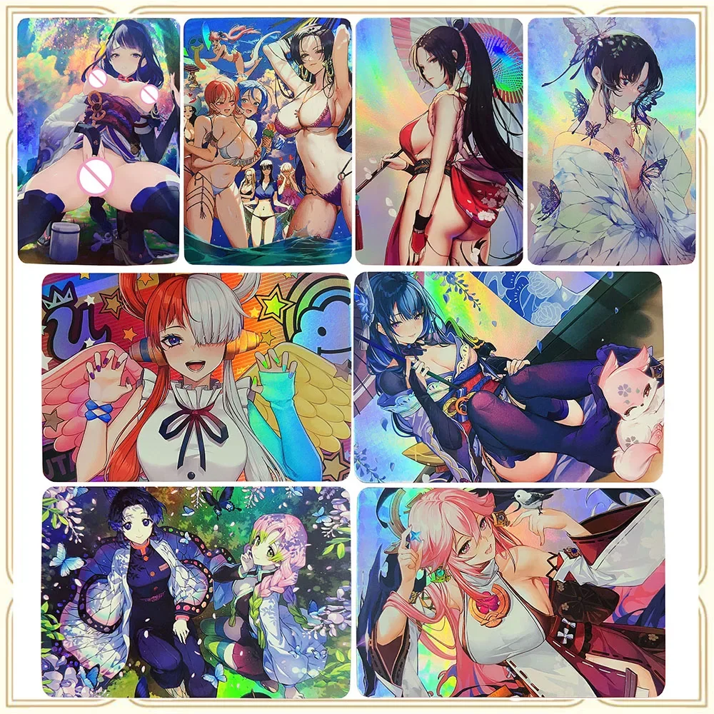 

Аниме Wife Card DIY ACG Laser Flash Сексуальная карта УФ-текстура Игрушки для мальчиков Рождественский подарок на день рождения Shinobu Mai Uta Kanroji Mitsuri