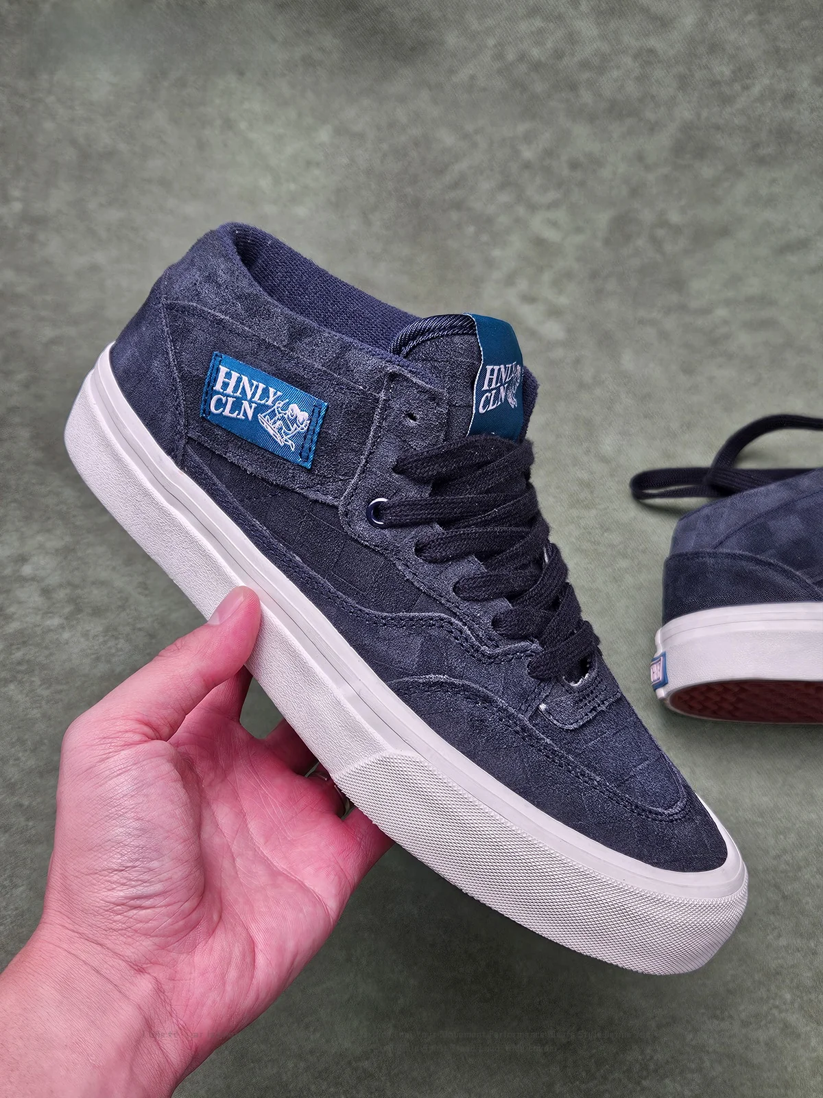 

Porter X f Cab Совместный дизайн aphite Синие полностью кожаные 3D Cheerboard ex Mid-Cut Board oes Парные кроссовки