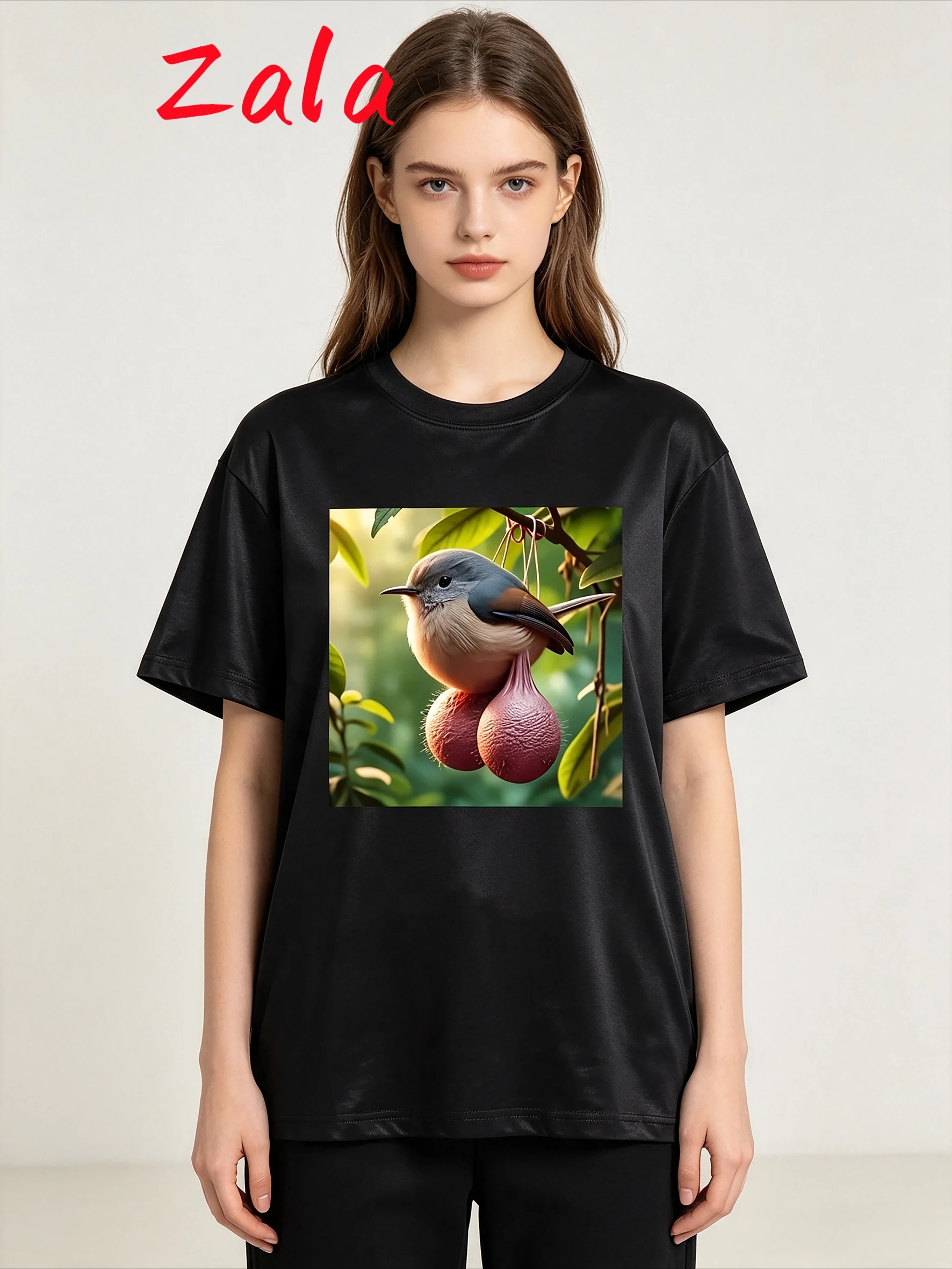 Ball Bird Gag Printed Women's T-shirt Fun Round-Neck  Short Sleeve Tops Tees Streetwear Casual Men T-Shirt Y2k Women's Clothing