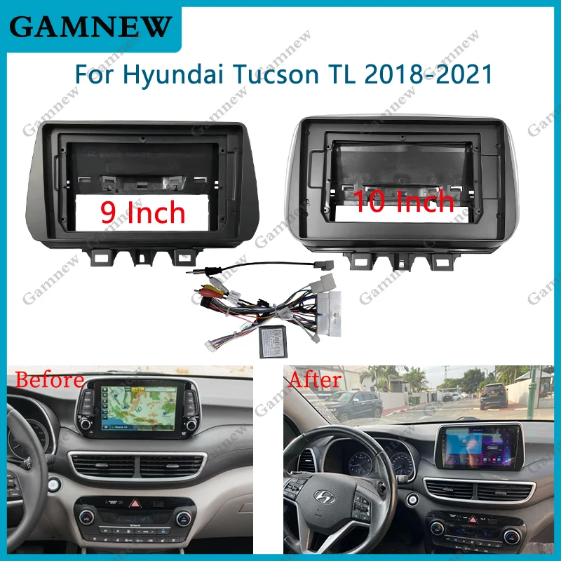 

9 Inch Car Frame Fascia Adapter Canbus Box Android Radio Dash Fitting Panel Kit For Hyundai Tucson TL 2018-2021