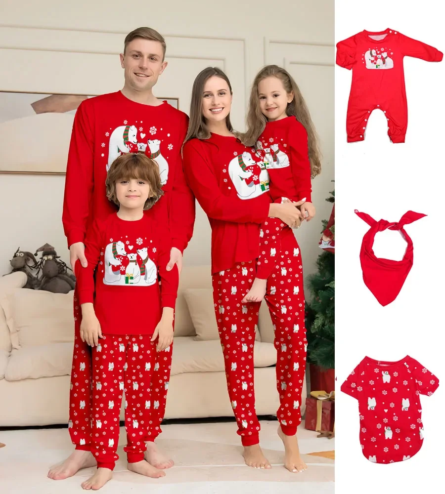 

Family Christmas Pajamas Christmas Parent-child Outfit Long Sleeve Crew Neck Top& Elastic Pants Outfits Sleepwear & Loungewear