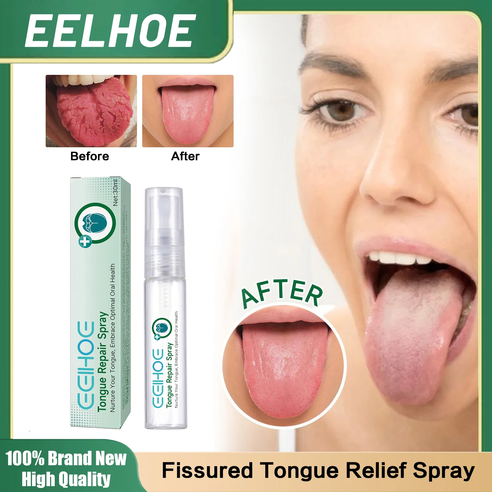 

Fissured Tongue Relief Spray Relieve Dry Crack Swell Tongue Eliminate Mouth Bacteria Remove Bad Breath Portable Mouth Care Spray