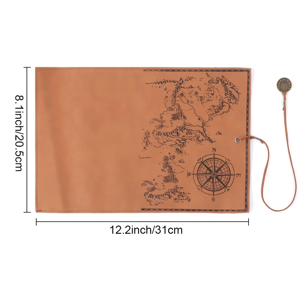 Retro Treasure Map Roll Pencil Case PU Leather Large Capacity Pen Bag Makeup Brush Pouch Pencilcase School Stationery Supplies