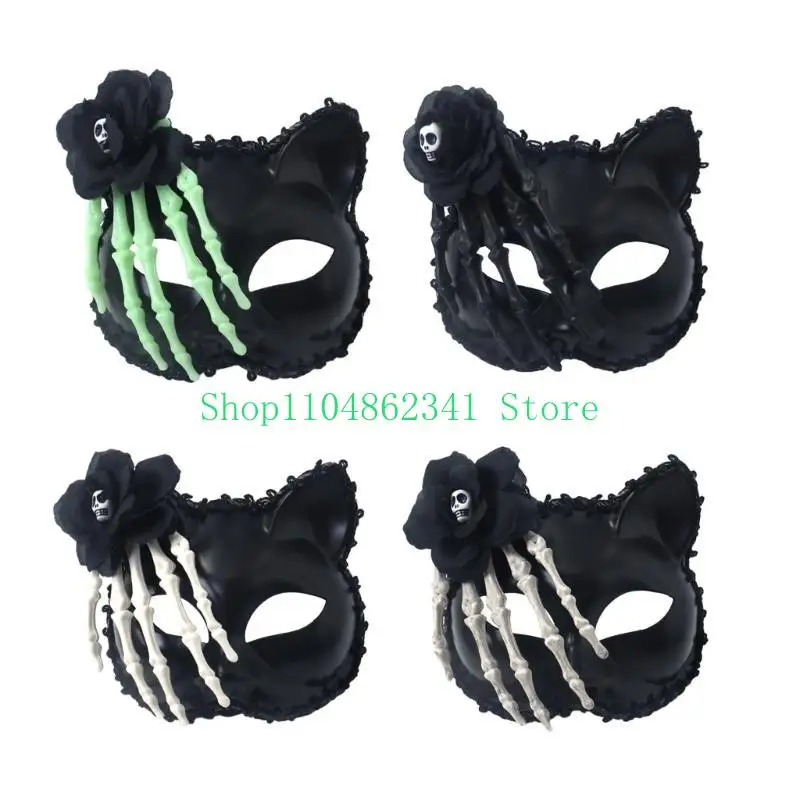 5asd Half Face Mask for Women Man Foxes Mask Masquerade Mask Rose Skeletons Mask Evening Proms Mask Halloween Party Mask