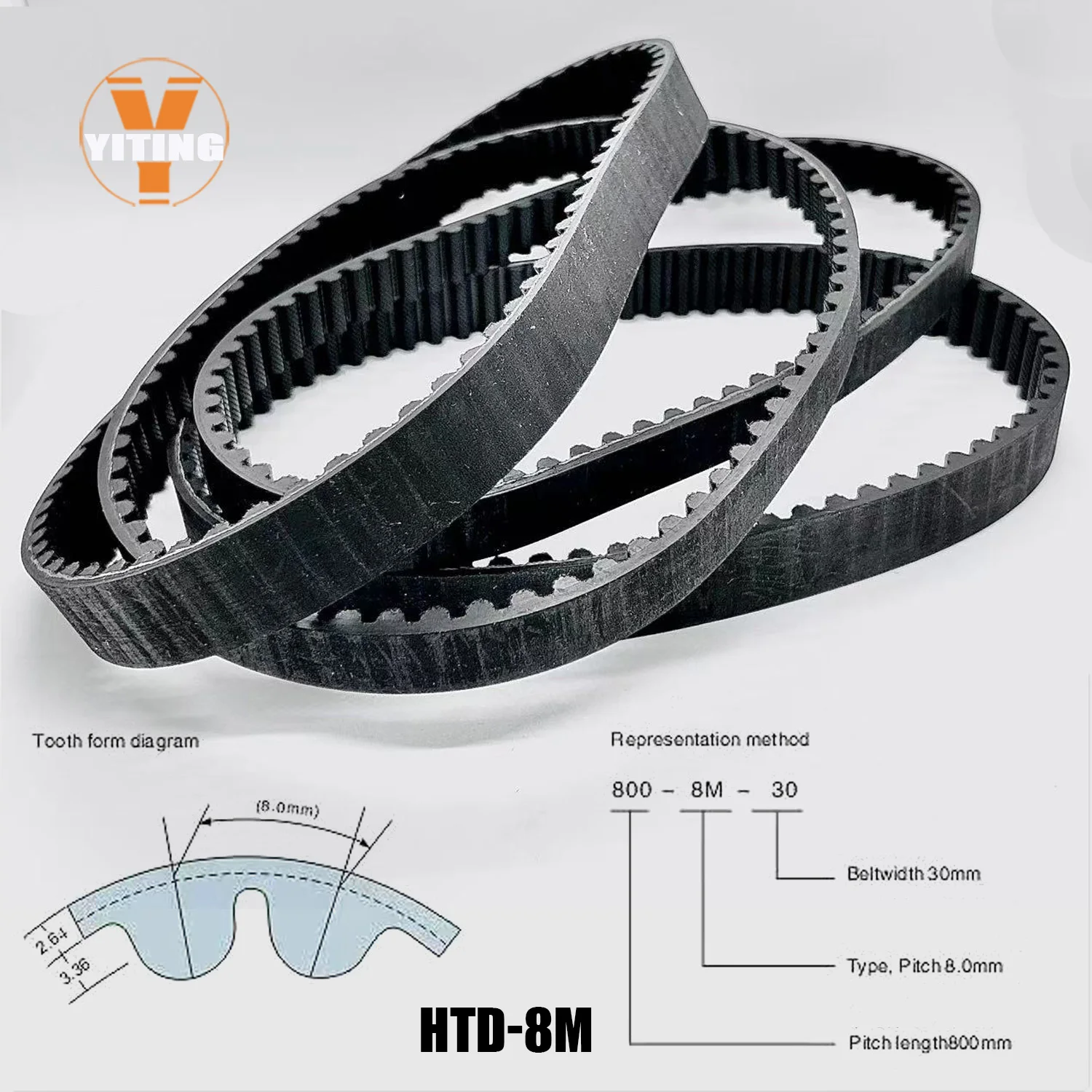 8M HTD Timing Belt Length 272/288/296/304/312/320/328/336/344/352/360/368mm Width15/20/25/30/40mm HTD8M Closed Synchronous Belts