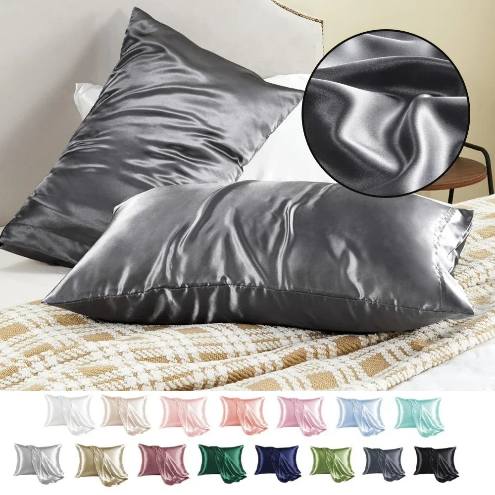 

2PCS/Set Bedding Pillow Cases Cover Silky Stain Pillowcase Super Comfortable Travel PillowCases Standard Queen King 실크 베갯잇