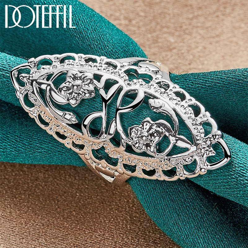 

DOTEFFIL 925 Sterling Silver Hollow Carved Ring For Woman Man Fashion Wedding Engagement Party Gift Charm Jewelry