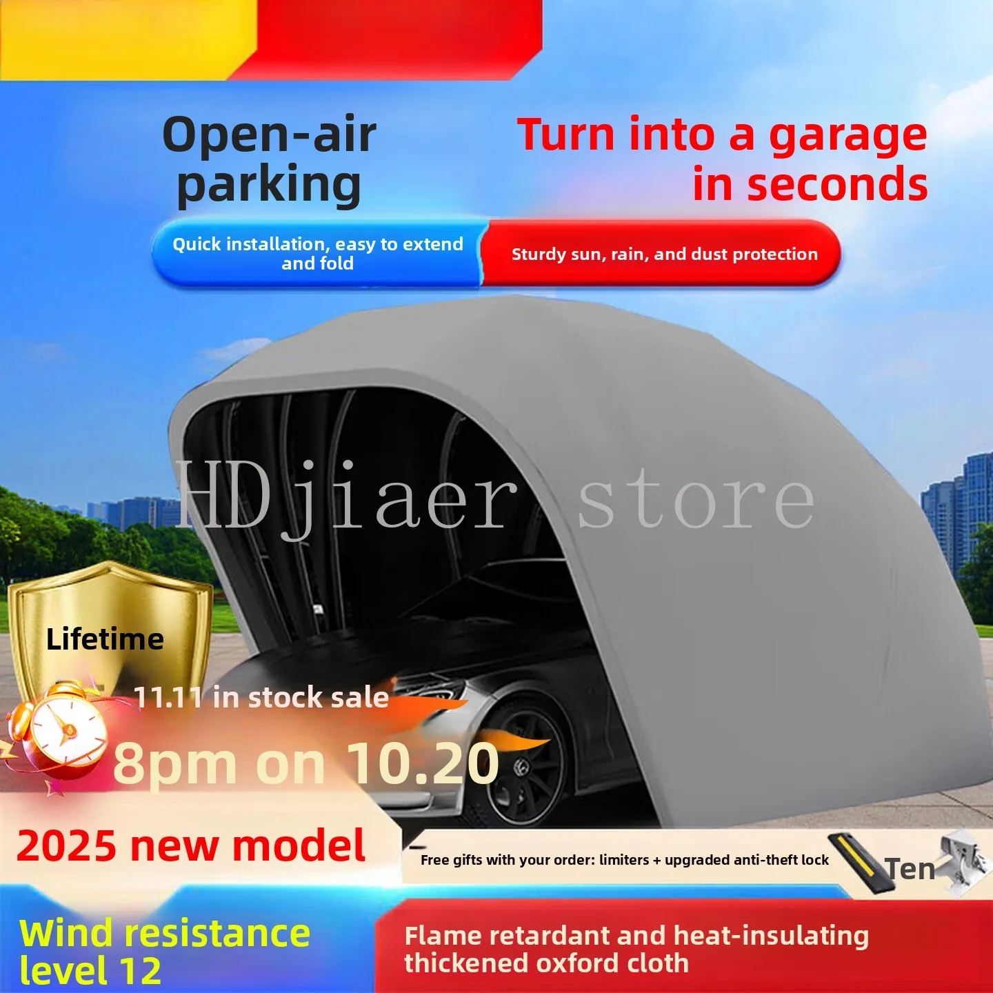 

Electric Auto-Foldable Car Canopy: Telescopic Portable Garage, Home/Outdoor Sun Protection Shelter