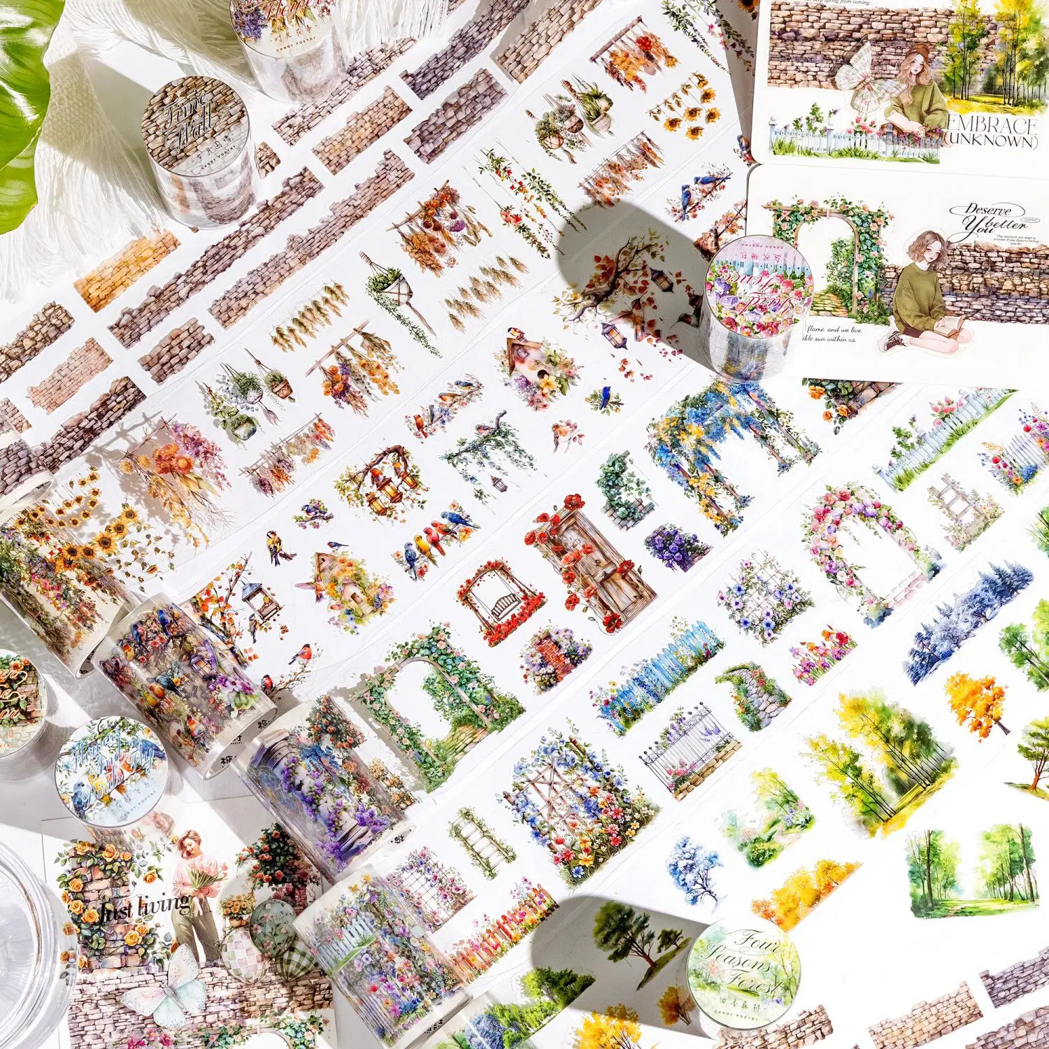 1Pc Romantic Garden Series Masking Washi Tape Handbook Decorative Adhesive Sticker Diy Label Scrapbooking