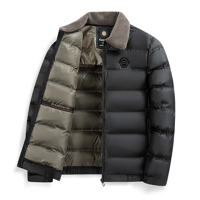 OIMG, chaqueta acolchada de algodón grueso para hombre, chaqueta versátil diaria de color sólido cálida para invierno, abrigo de algodón a prueba de viento de alta calidad para hombre