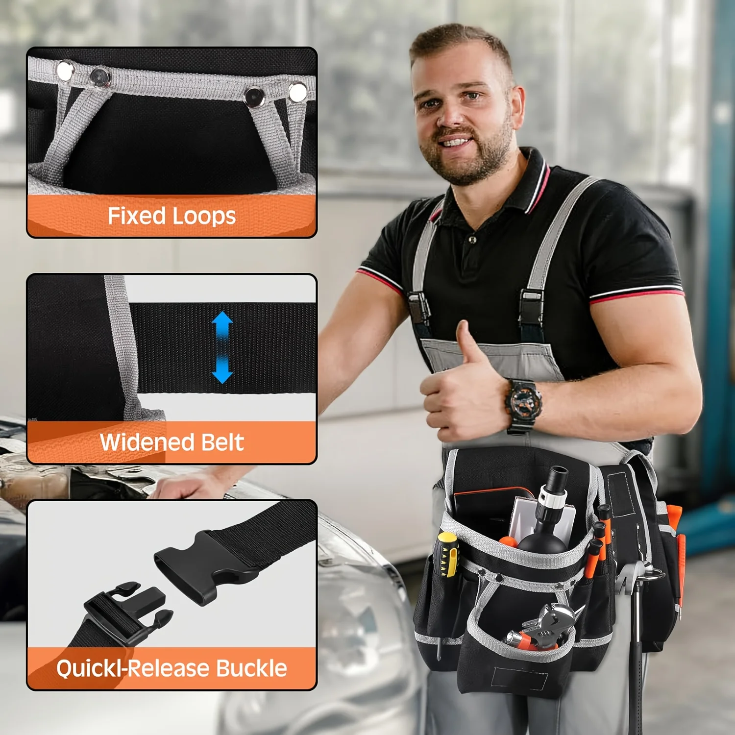 

New Magnetic Tool Pouch with 26 Pocket Tool Belts, Adjustable & Detachable Belt Tool Bags for Electrician, Carpenter, GJ0082
