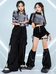 Girls Hip Hop Dance Costume Sequin Vest Black Pants Jazz Kpop Performance Clothing Fashion Catwalk Outfits Stage Wear BL13278