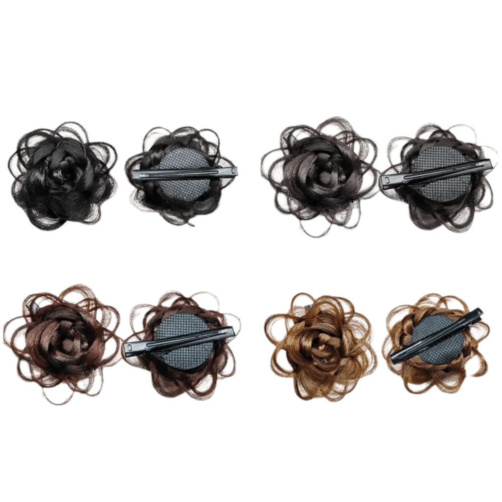 Fashion Synthetic Wig Flower Hair Clip Invisible Claw Rose Shape Rose Hair Bun Fluffy Hairpiece Side Hair Clip Hair Accessories