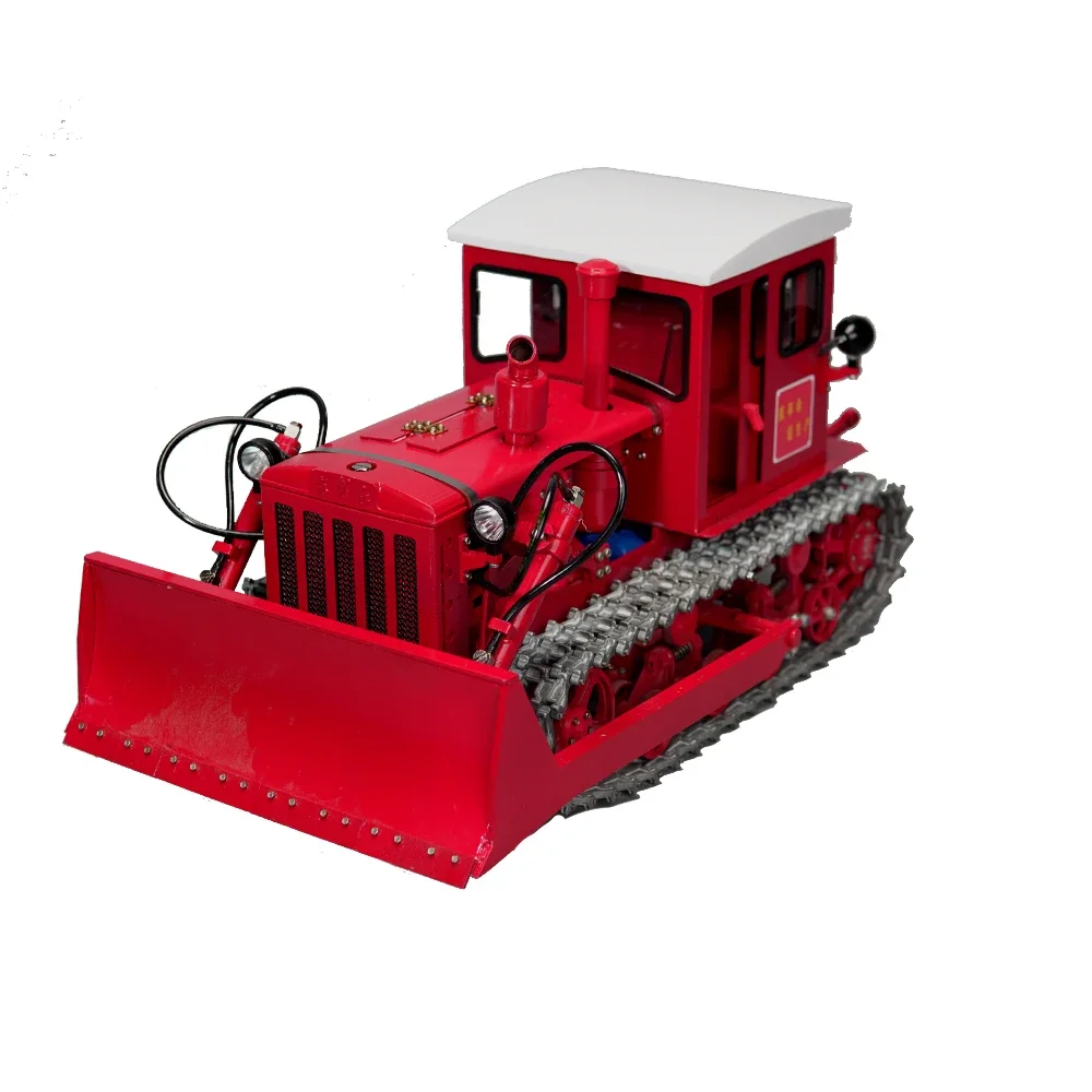 TLJ All Metal 1/12 RC Dongfanghong Bulldozer Model Remote Control Dynamic Track Car Alloy Car Tractor Model