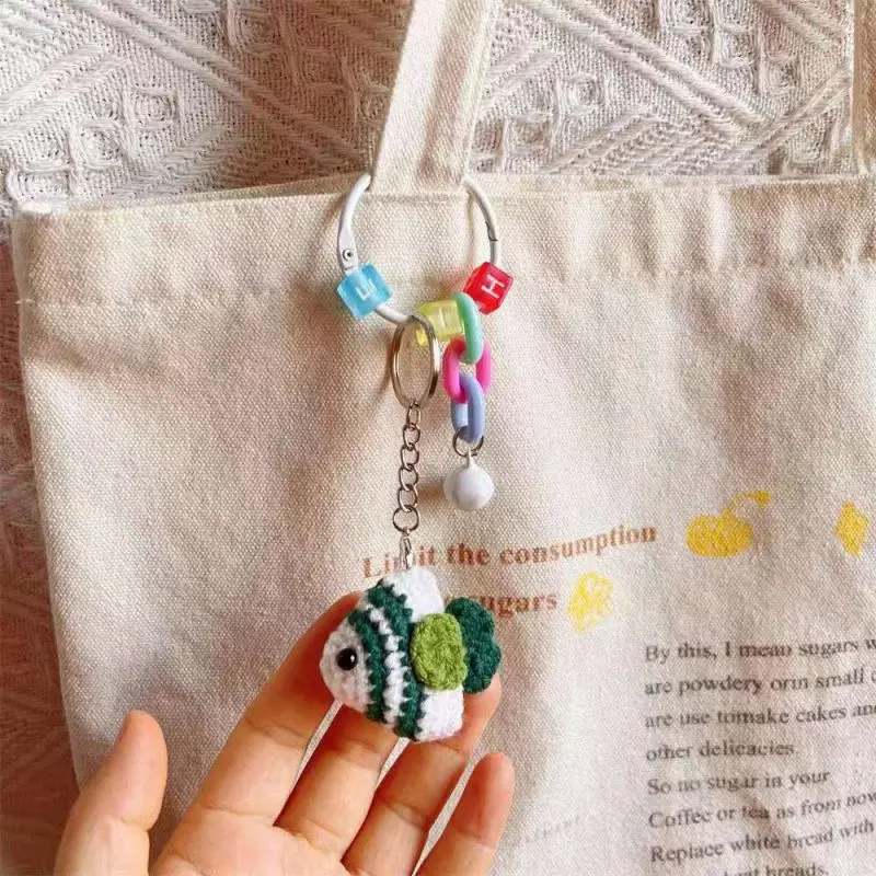 Cute Tropical Fish Series Crochet Keychain Knitted Clown Fish Pendant Keyring Wholesale Cute Fish Keychains Custom Packaging