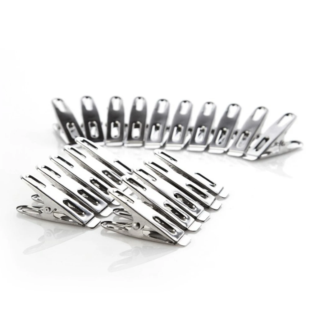 40pcs Stainless Steel Clips Clothes Photo Paper Peg Pin Clothespin Craft Clips Home Decoration Metal Clip Set Household Storage