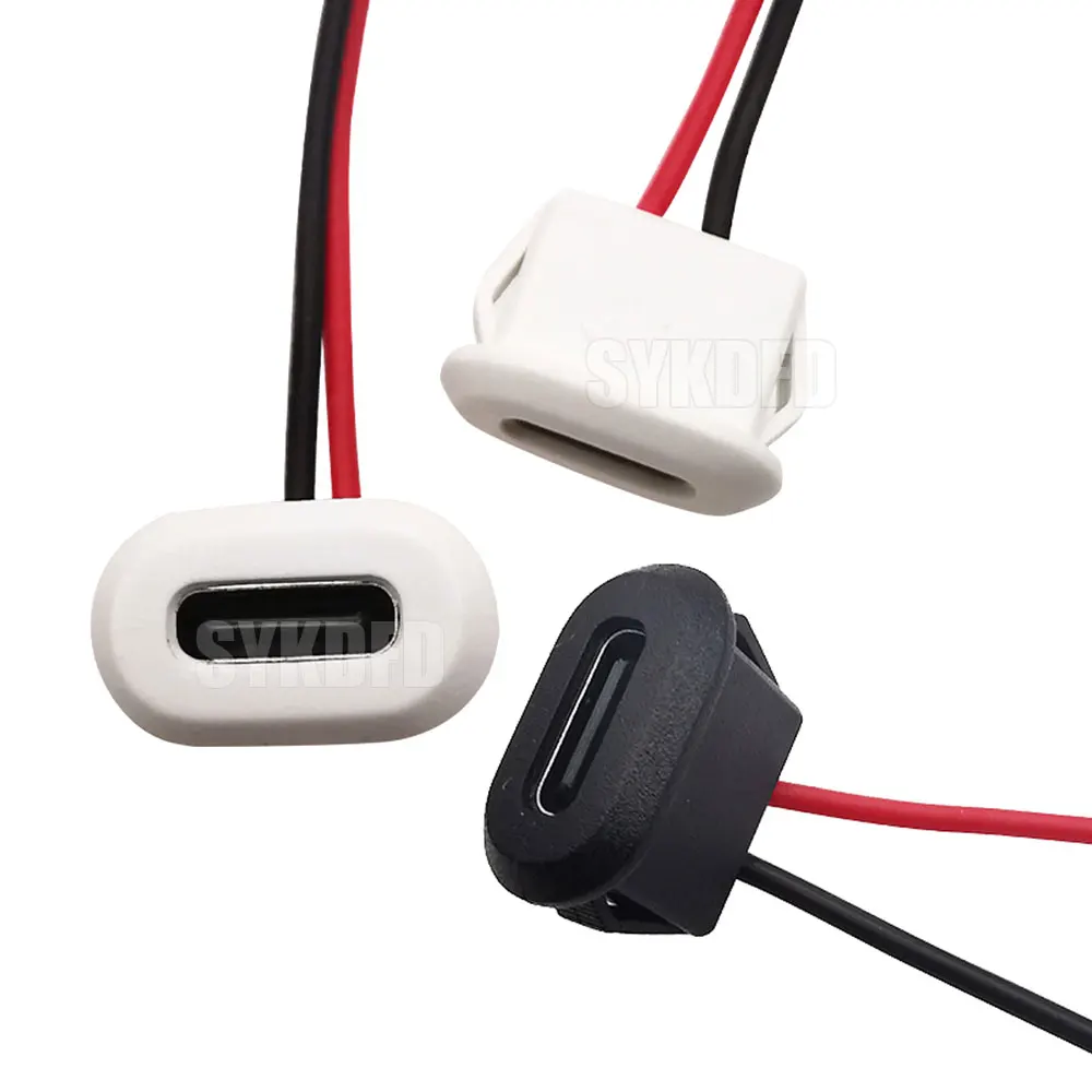 

10Pcs USB 3.1 Waterproof USB Connector 2/4 Pin Type-C Direct compression Base Female Socket Charging Interface With Welding Wire