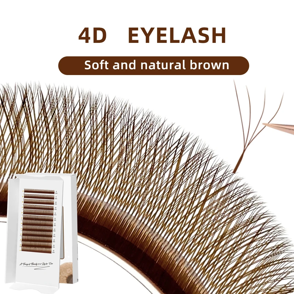 AGUUD 3D 4D Brown Premade Bloom Fans Lashes YY 5D-W Shaped Fairy Clover Volume Eyelash Extensions Soft Brown Fairy Clover Lashes