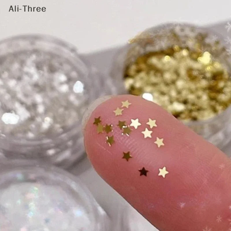 1mm Mini Sparkling Star Nail Glitter Sparkling Pentagram Nail Decoration Nail Salon Design Cute Accessories DIY Nail Art Design