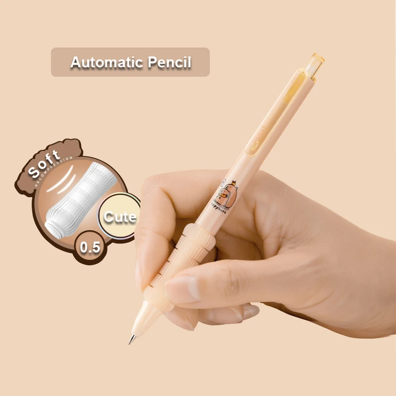 4PCS/Set Capybara Automatic Pencil For Students Cute 0.5MM Pencil Soft Touch Writing Pencil Stationery School Office Supplies