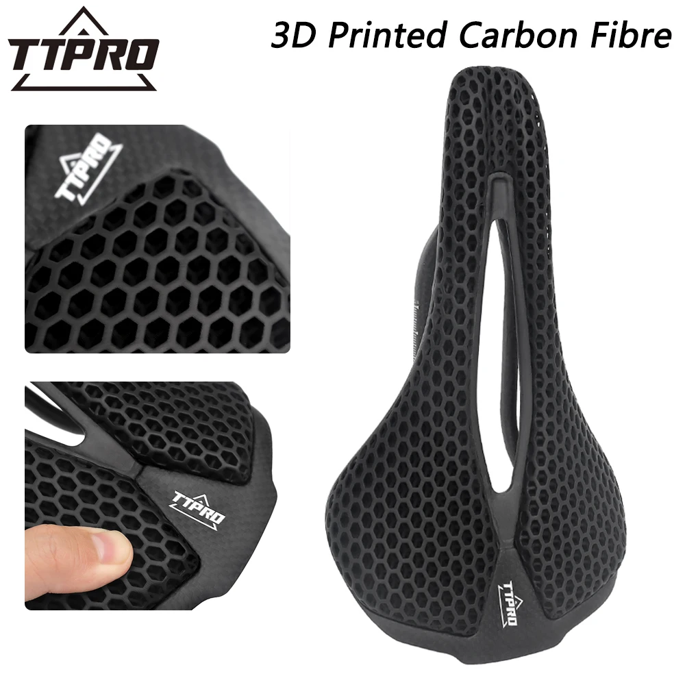 

TTPRO Carbon Fibre Bike Saddle 3D Printed Breathable Ultralight Soft Bicycle Seat Cushion for MTB Road Bike Original Parts