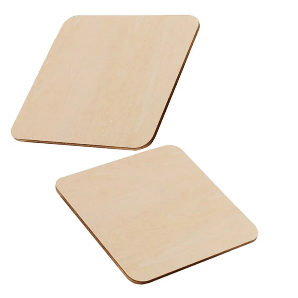 

50Pcs Square Wooden Cutouts Natural Wood Slices Unfinished DIY Craft Material Painting Coasters Wedding Christmas Holiday