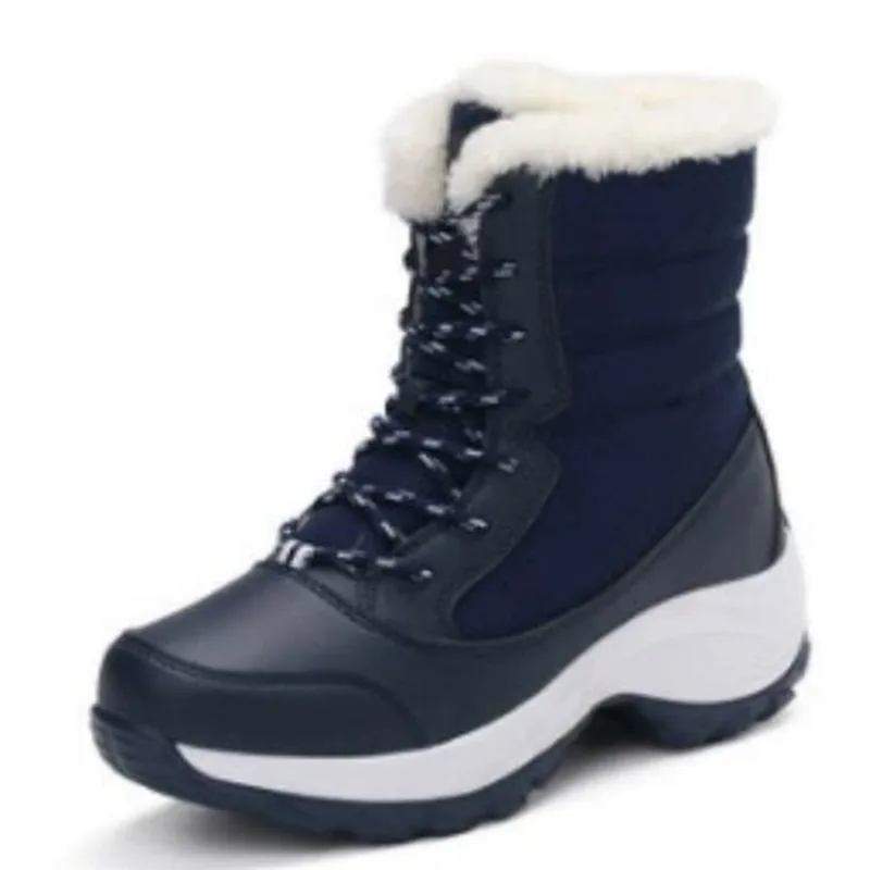 

НОВЫЕ зимние ботинки, женская нескользящая женская зимняя обувь на платформе, теплые ботильоны на меху для женщин, непромокаемые высокие ботильоны на танкетке, Botas Mujer