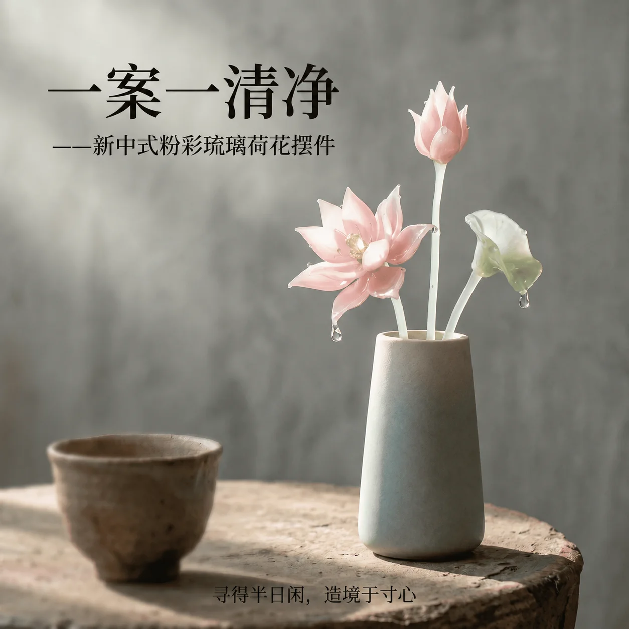 Pure handmade glazed lotus intangible cultural heritage lamp glass bottle insert immortal flower glass decoration ornament gift