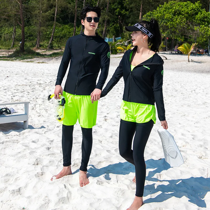 Traje de baño de manga larga con cremallera para hombre, traje de