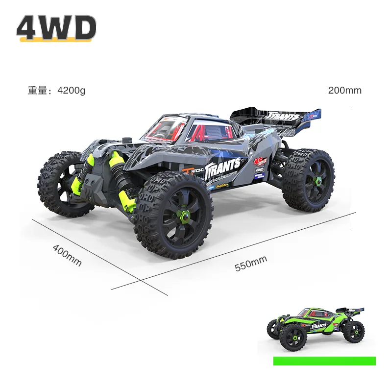 Pdracing 1:8 Tyrant T8 Off Road Field Truck Carro de controle remoto elétrico sem escova 4wd modelo de brinquedo 80 km/h 3670 1950kv quatro engrenagens