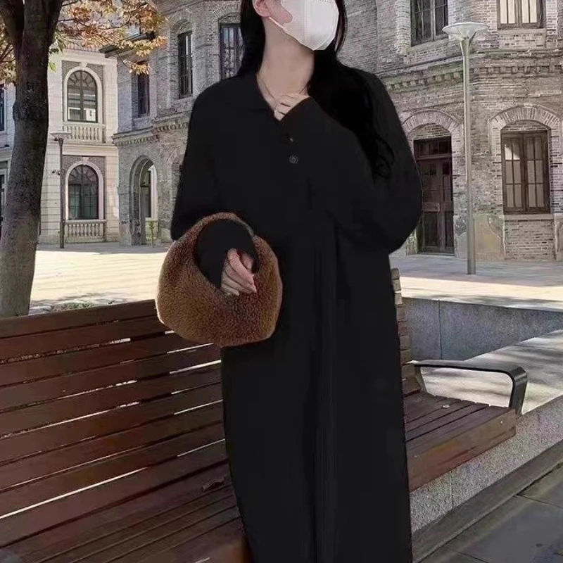 Lazy Wind 超格好良いセータードレス 女性用 秋と冬 ゆったりとした新しいロングニットドレス レディースウェア