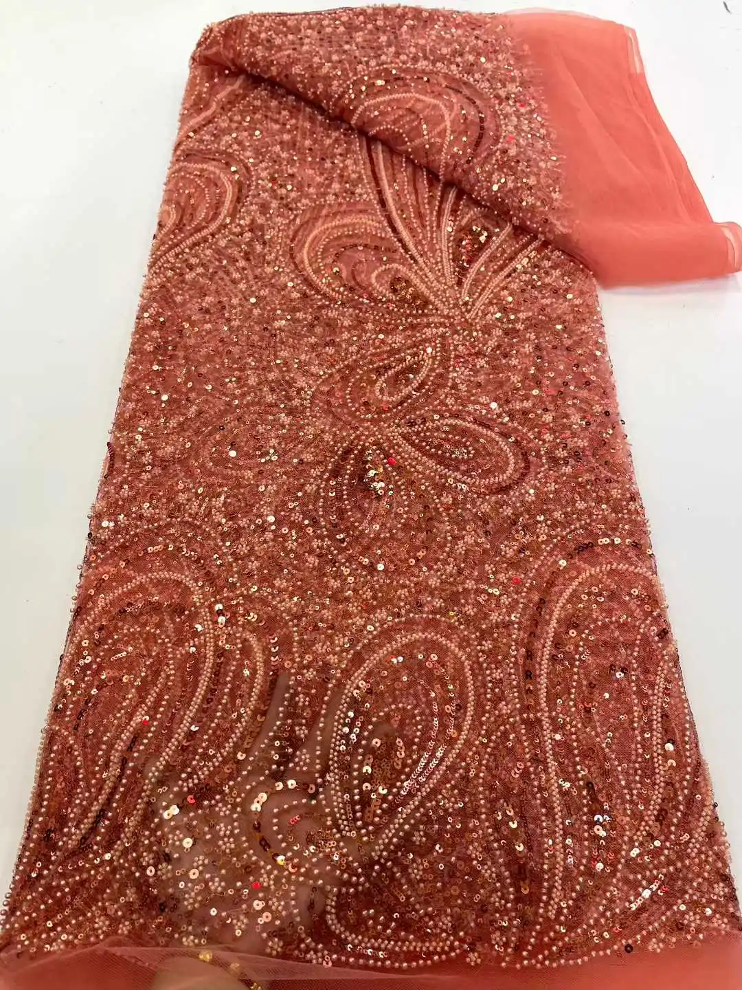 

Африканская кружевная французская ткань с блестками, 2021, высококачественная тюлевая кружевная ткань с вышивкой и бисером для шитья свадебного платья в Нигерии