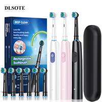 Rotating Black White Pink Electric Toothbrush for Adults with 4 Brush Heads 5 Modes Deep Clean with Rechargeable Power