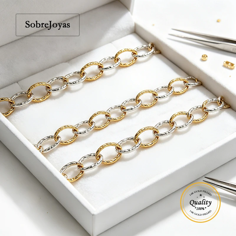 14K Gold Filled Cable Chain Splicing Chain  For Jewelry Making, Unfinished Chain Necklace Bracelet Footage