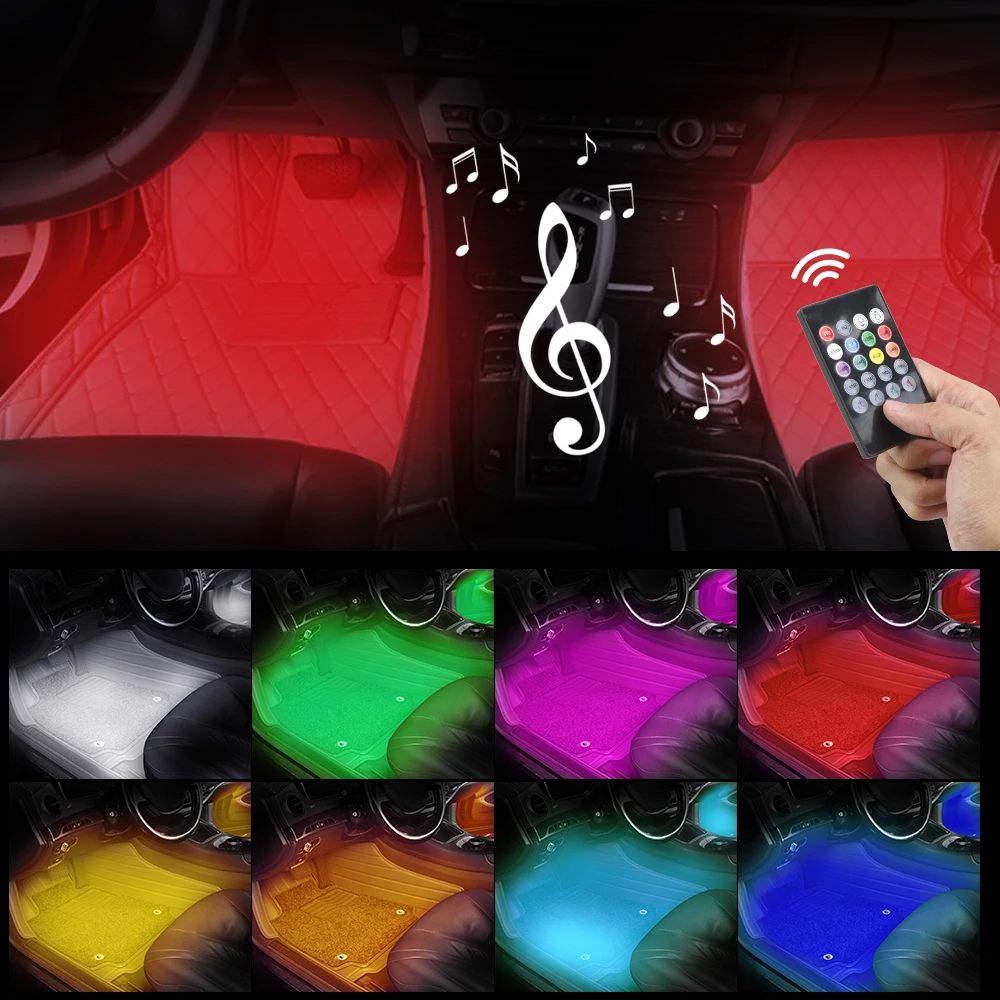 Atmosphere Lamp LED Car Foot Light Ambient Lamp 24/36/48/72 LED Auto Decoration Remote/Voice Control view 2