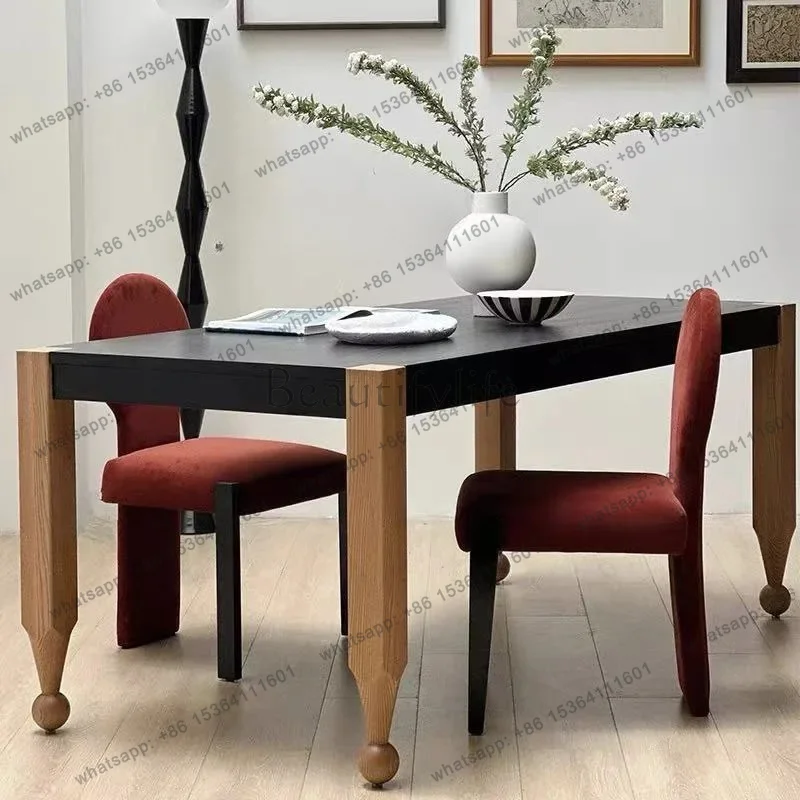 zj. Creative Color Matching Solid Wood Dining Table, American Art Negotiation Table, Modern Simple Rectangular Dining Table