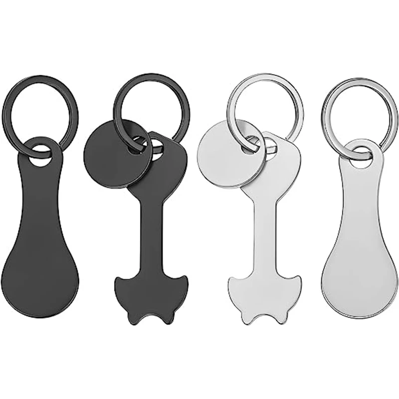 Trolley Cart Tokenrings Keychains Portable Quarter Holder Keychain Stainless Steel Removable Shopping Trolley Token Coin Keyring