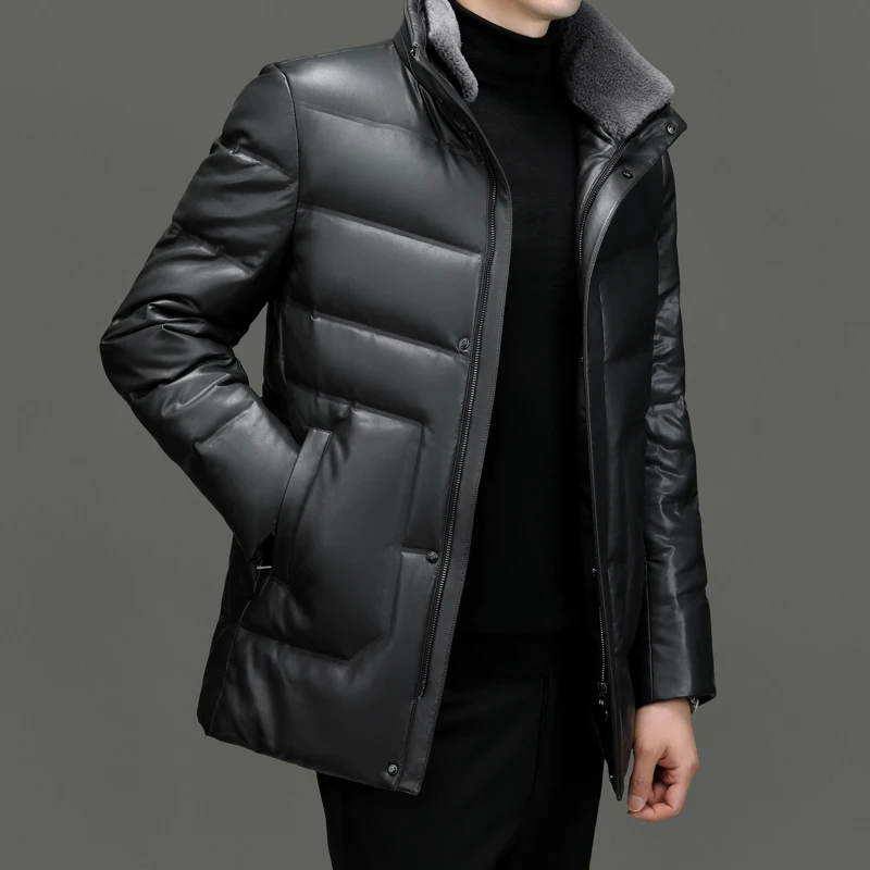 Classic 2025 Winter Men's Casual Duck Down Jackets Fur Collar Detachable Warm Puffer Coats Outwear Windproof Thick Padded Parkas