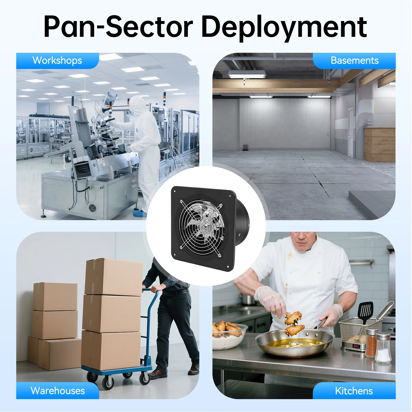 

7-дюймовый супер тихий вытяжной вентилятор с высоким потоком воздуха, медный двигатель, настенный монтаж для ванной комнаты, кухни, гаража, вентиляции, черный