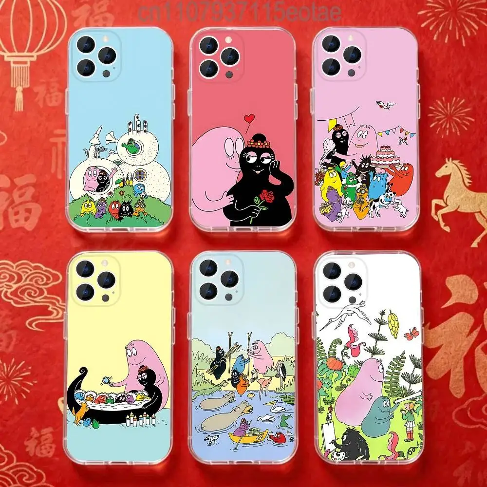 

B-Barbapapa-S CARTOON Phone Case For iPhone 17,16,15,14,13,12,11 Pro,Max,Plus,X,XS,XR,SE4,E Mini Transparent Soft Cover