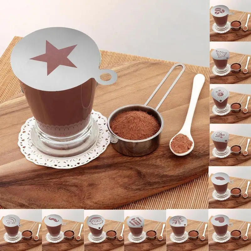 Coffee Latte Cappuccino Barista Pull Flower Stencils Cake Templates Printing Lahua Mould Various Pattern DIY Baking Art Stencils