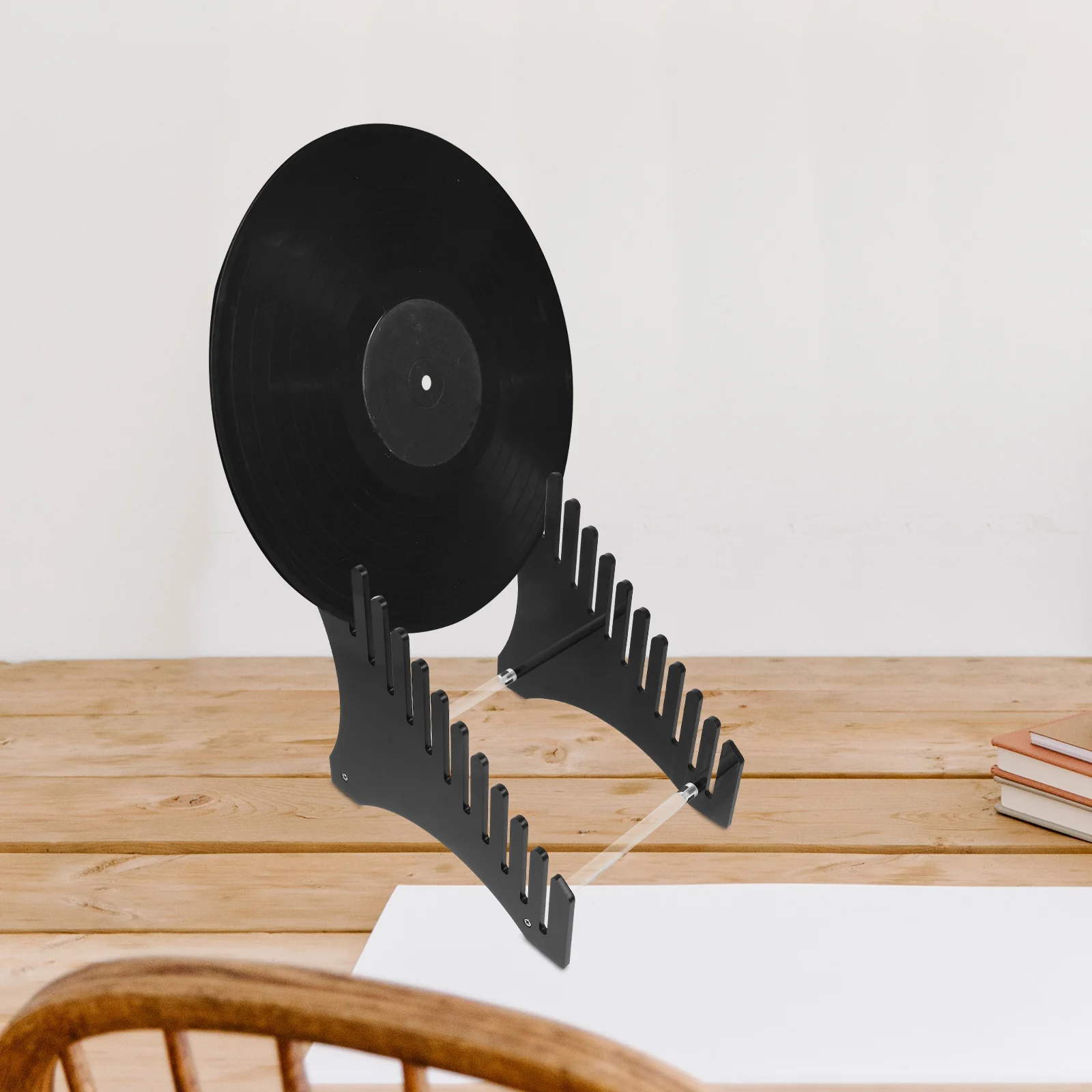 

Vinyl Record Display Rack 5MM Black Acrylic Large Capacity Holder Shelf Desktop Vertical ganizer Book Support Files Storage