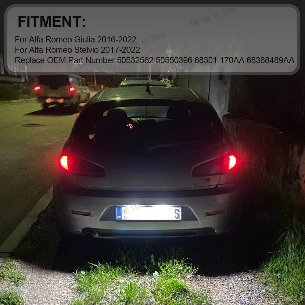 ضوء لوحة ترخيص LED ، مصباح الإضاءة الخلفية رقم ، ألفا روميو جيوليا 2016-2022 ، Stelvio 2017-2022 ، 50532562 ، 2 قطعة #5
