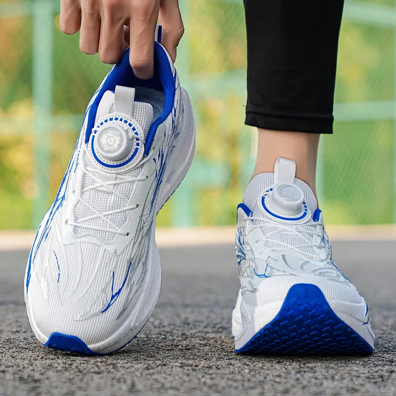 Carbon Plate Running Shoes Summer Edition with Rotating Button, Student Sports Single Mesh, Lightweight and Breathable Running