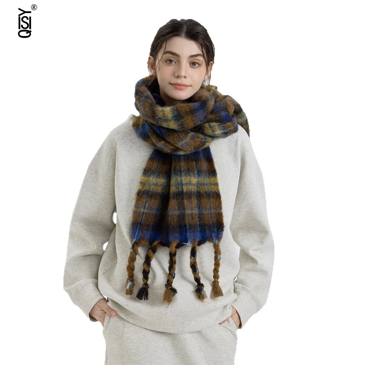 

The Atmosphere Mixed Color Checkered Soft Scarf Shawl for Men and Women, Thick and Warm Scarves for Autumn and Winter