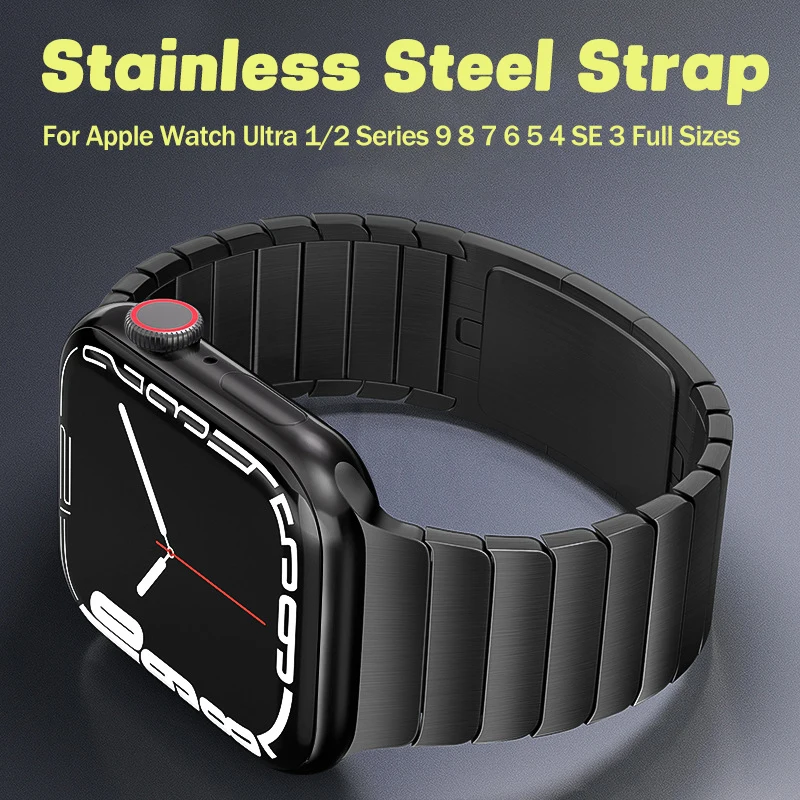 Men Metal Bracelet For Apple Watch 9 Ultra 2 49mm Stainless Steel Strap For iWatch 8 7 45mm 41mm 6 5 4 se 44mm 42 Accessories