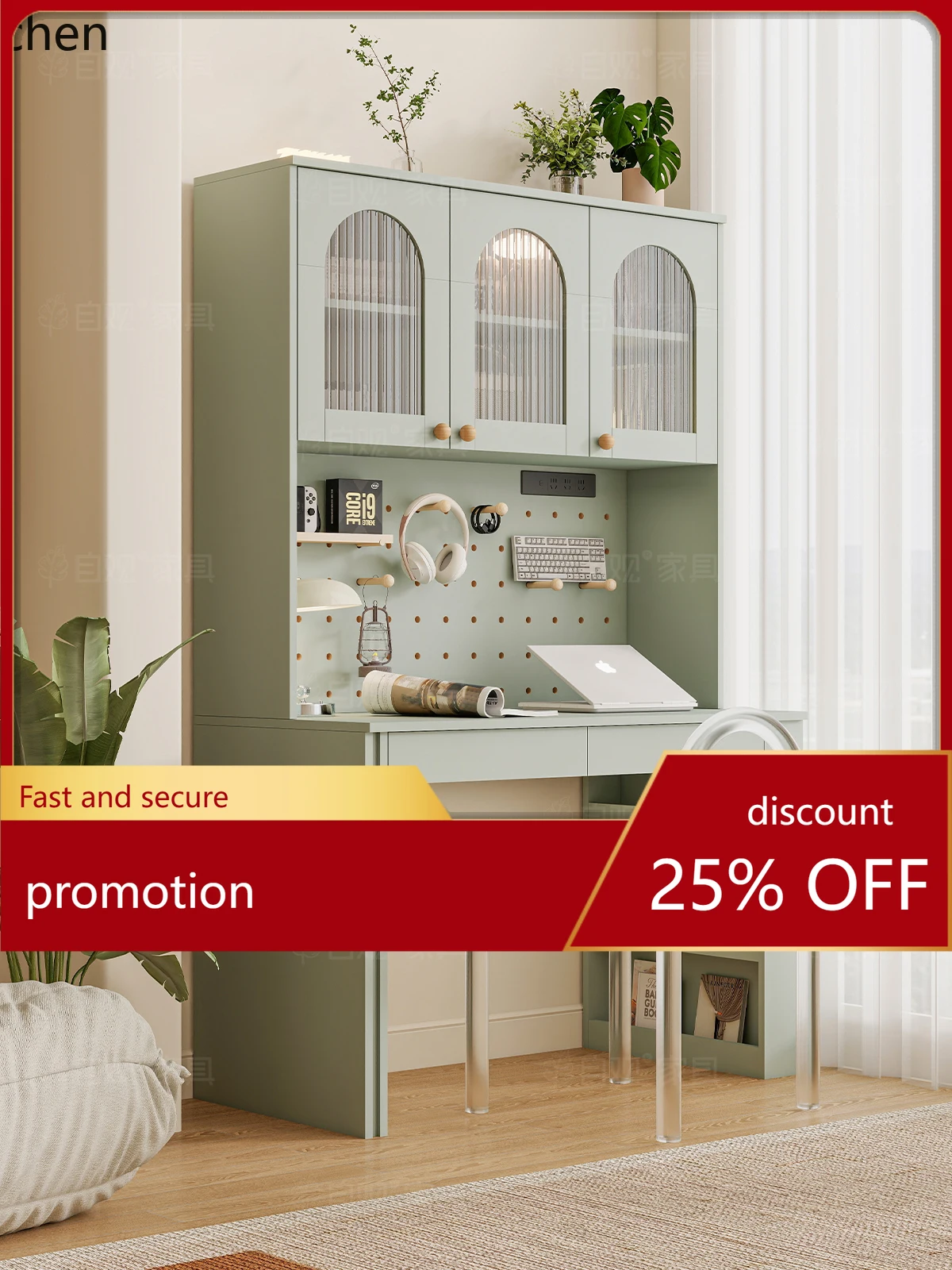 

HT Bedroom Simple Integrated Wall-Mounted Desk Modern Home Living Room Bookshelf Desk Storage Rack Combination