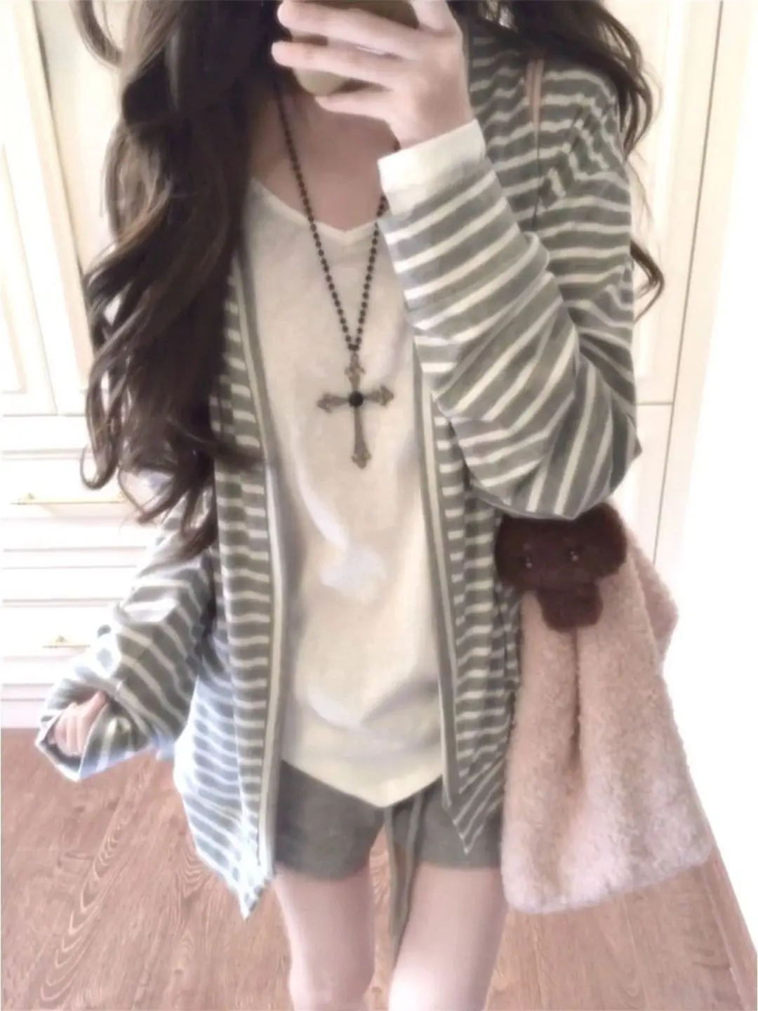 Loose Fit Long Sleeve Women's Cardigan Jacket Thin Casual Striped Outerwear Breathable Early Autumn Versatile Comfortable Top